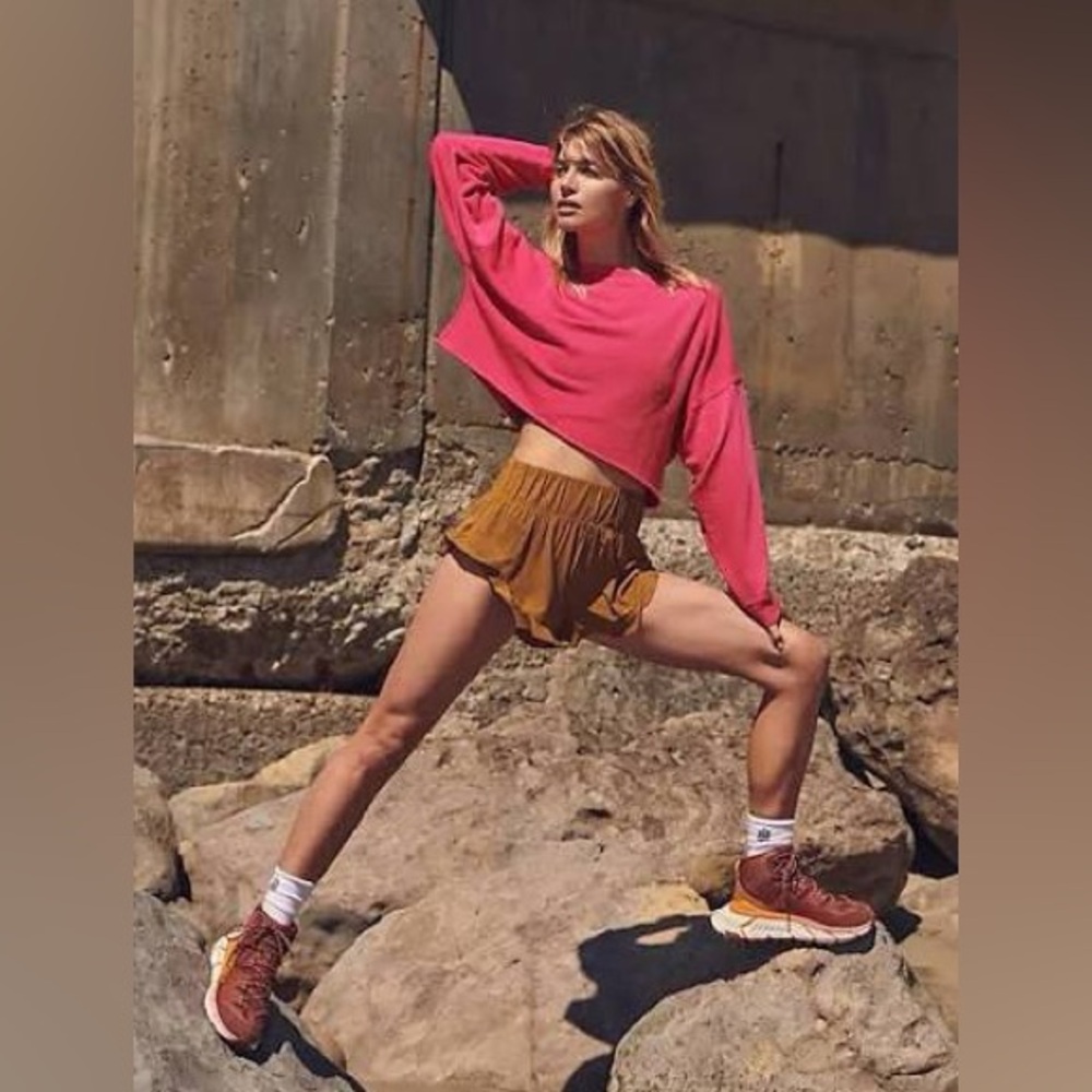 FP Movement by Free People Vibrant Pink Cropped Sweater (Cut It Out Sweat)